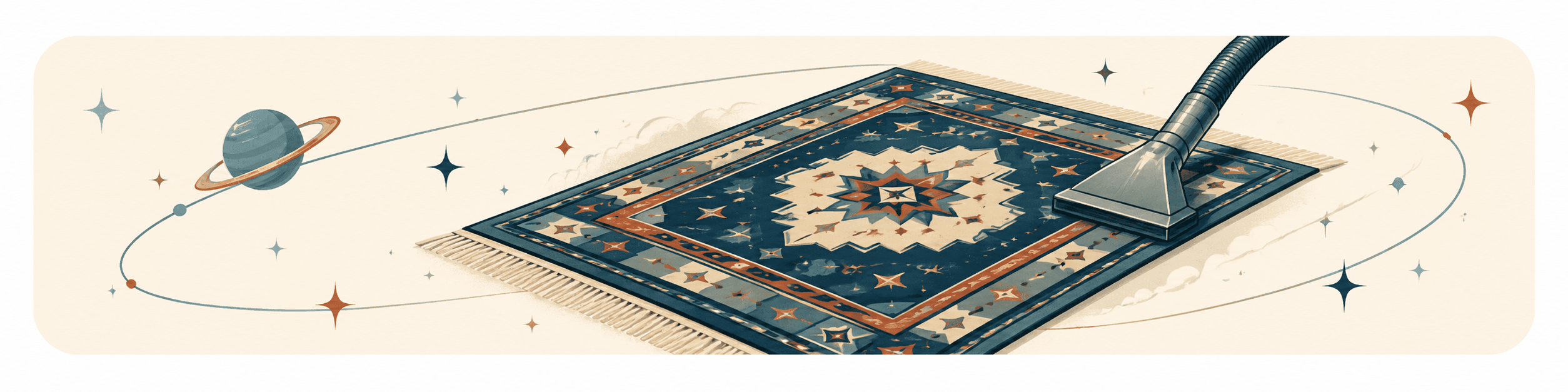 Patterned area rug being cleaned with a wand