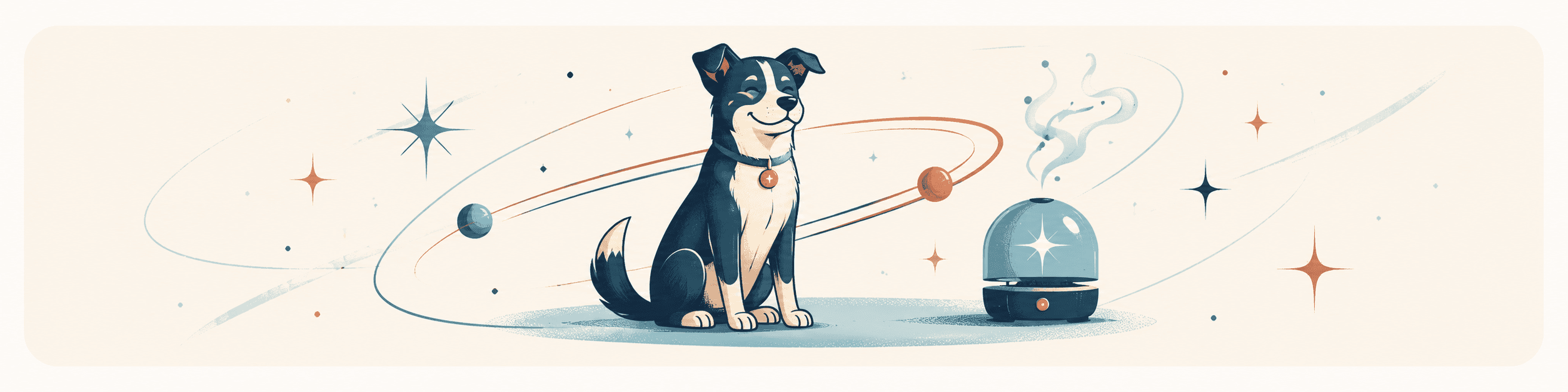 Dog beside a retro air freshener